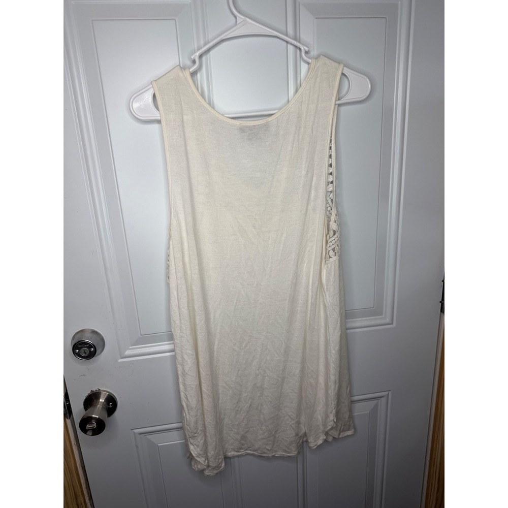 Jeans by Buffalo Women Ivory Sleeveless Crochet Lace Trim V-Neck Tank Top XL - Picture 7 of 8